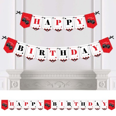 Big Dot of Happiness Las Vegas - Casino Birthday Party Bunting Banner - Birthday Party Decorations - Happy Birthday