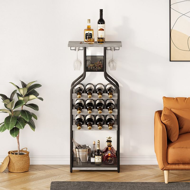 Whizmax Metal Wine Rack Wine Bottle Holders Stands Freestanding Floor, Wine Storage Organizer for Bar Kitchen Dining Living Room, Small Spaces, Grey, 2 of 10
