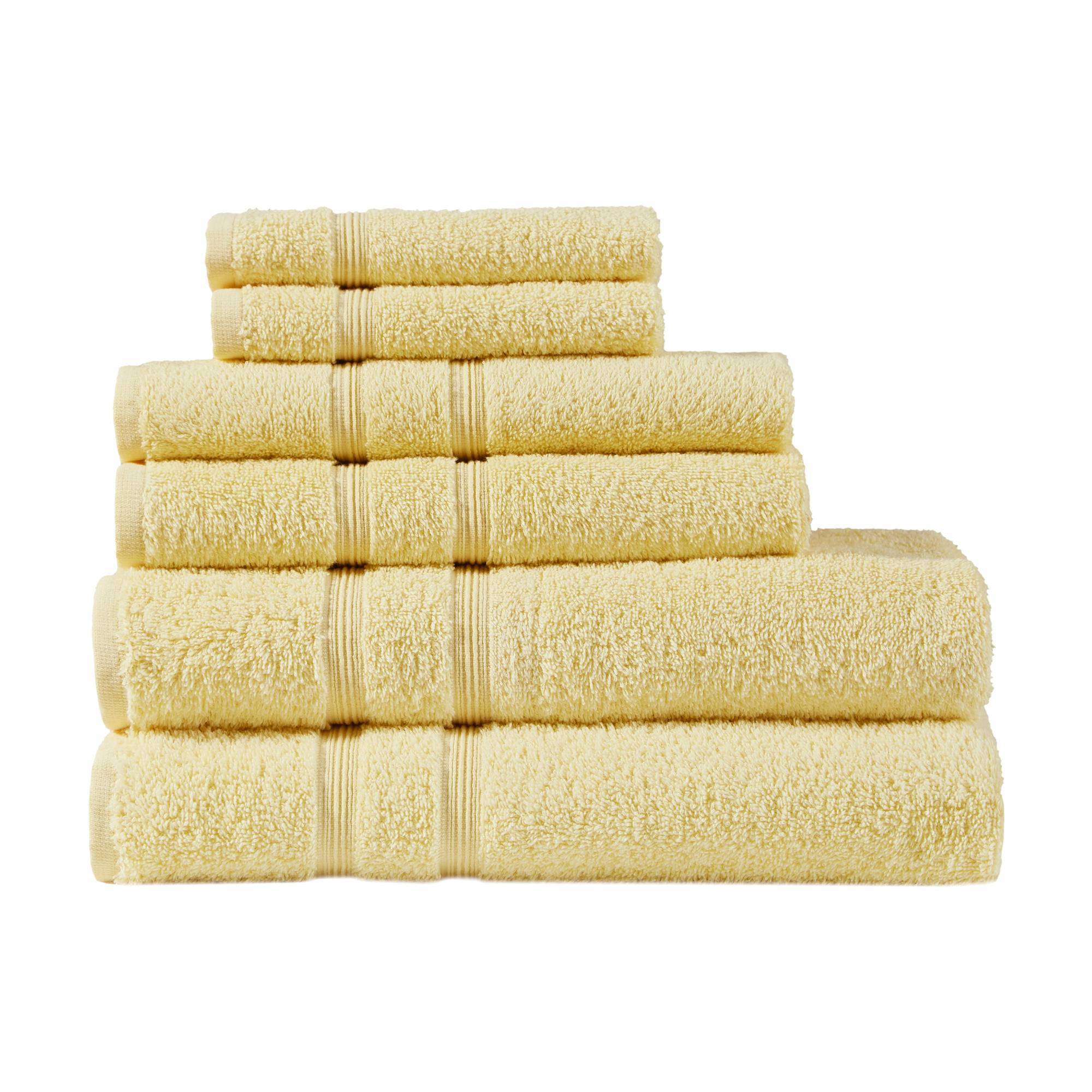6pc Aegean Bath Towel Set Yellow: 510 Design, Dobby Weave, Midweight, Oeko-Tex Certified