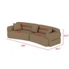 Famapy Curved Brown Coffee Color Sofa - Plush Cushions with 3-Pillows , Modern Living Room Centerpiece - 3 of 4