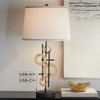 Possini Euro Design Jupiter 30" Tall Geometric Sculpture Modern End Table Lamp Dual USB Ports Black Gold Single White Shade Living Room Charging - 2 of 4