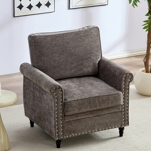 Mjkone Chenille Fabric Modern 3-Seater Sofa Couch/Loveseat Sofa/Single Sofa Armchair  with Rivet Design,Living Room Sofa - 1 of 4