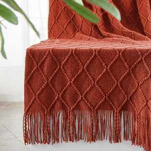 Inhand Knitted Gift Throw Blanket for Couch and Bed, 50"x60" Romatic Lightweight Decorative with Tassel, Farmhouse Warm Woven for Women - 1 of 4