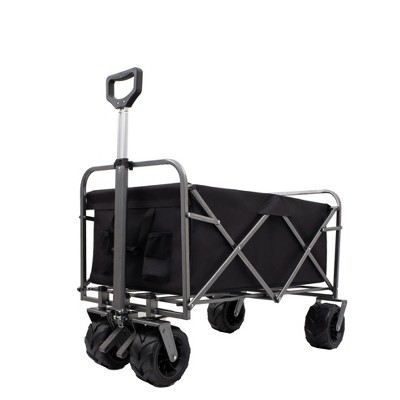 DOMETOUR Utility Wagon Portable Beach Trolley Cart Camping Foldable With Big Wheels Folding Wagon For Outdoor Garden Park
