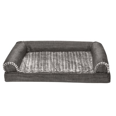 Charcoal Orthopedic Faux Fur Medium Pet Sofa Bed
