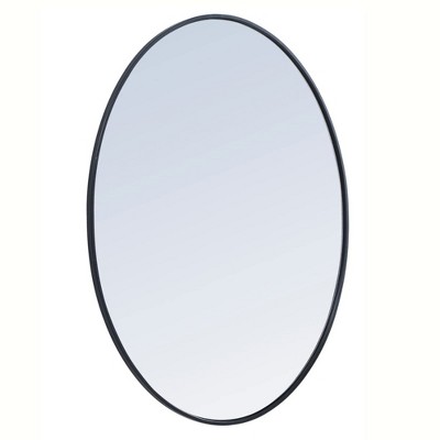 40-Inch Black Oval Metal Frame Mirror
