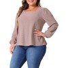 Agnes Orinda Women's Plus Size Square Neck Hollow Eyelet Long Sleeve Dressy Shirts - 2 of 4