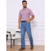 INSPIRE CHIC Men's Point Collar Short Sleeve Button Down Checked Plaid Dress Shirt - 2 of 4