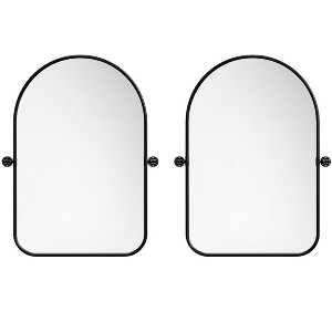 HomeRoots Set of Two Black Iron Arch Tilting Framed Bathroom Vanity Mirrors - 1 of 4
