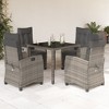 vidaXL Patio Dining Set with Cushions Outdoor Garden Furniture Poly Rattan - 35.4" Table Length Gray 4 Pieces - 2 of 4
