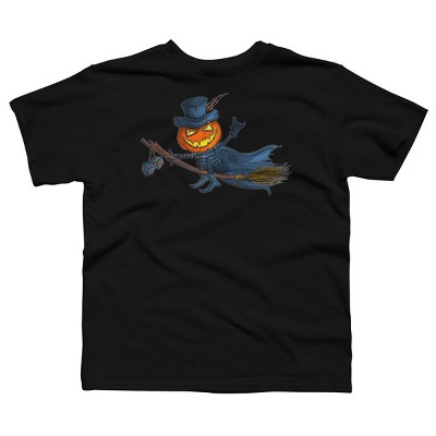 Boy's Design By Humans Halloween flying pumpkin By officegeekshop T-Shirt