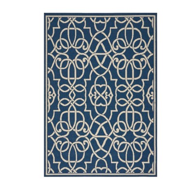 VisioGear Area Rug, 5'3"*7'6" Soft Padded Floor Tiles For Living Room Kitchen Bedroom, Navy Blue, 90"*63"*0.16"
