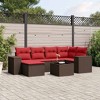 vidaXL 7 Piece Patio Sofa Set with Cushions Brown Poly Rattan - 2 of 4