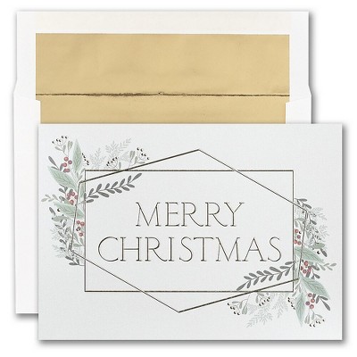 JAM Paper Blank Christmas Cards & Matching Envelopes Set Christmas Greenery 526M1901WB