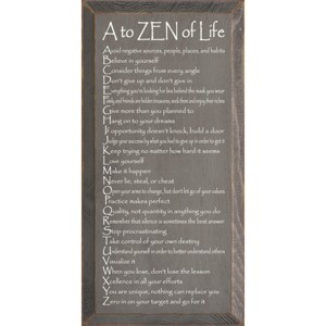 Slickblue Rustic Wall Sign – A to ZEN of Life Quote – Mindfulness & Motivation Wood Decor – 9x18 Inches, Color Options - 1 of 3