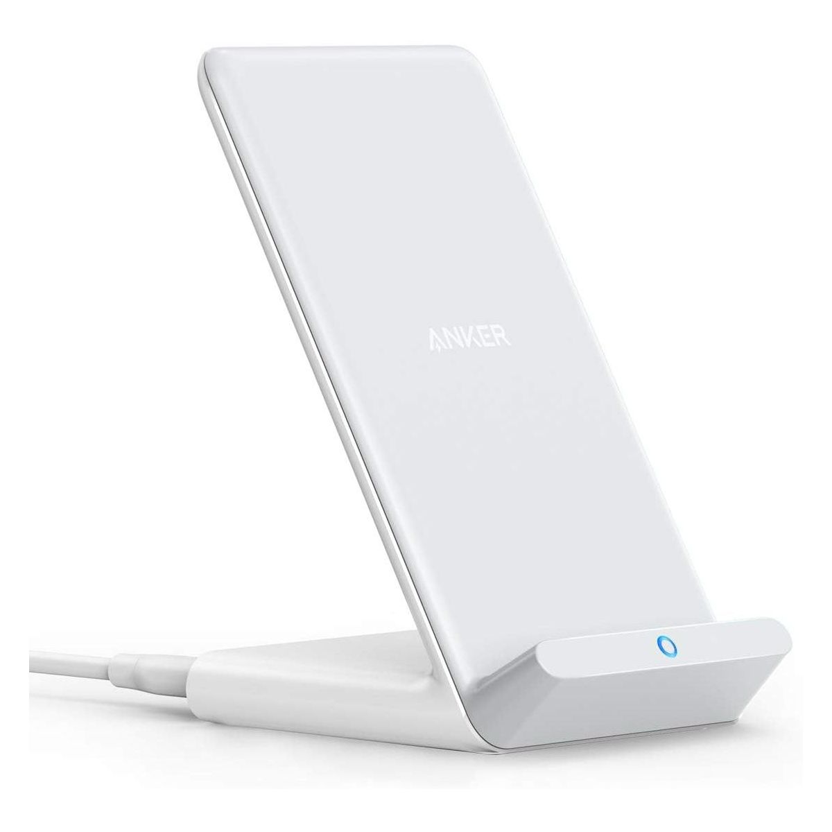 Anker 313 Wireless Charger (Stand), Qi-Certified for iPhone 15/14 / 13/12 / 11 / X / 8, 10W Max for Galaxy S23 / S22 / S21, Micro-USB