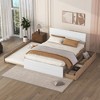 Modern Full Size Bed Frame With Twin Size Trundle And 2 Drawers, No Box Spring Needed, Platform Bed Frame For Bedroom, White+Oak - 2 of 4