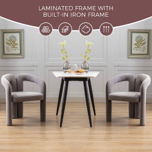 MAYEERTY Set of 2 Contemporary Velvet Accent Chairs, Upholstered Barrel Design, Living Room Kitchen Dining Room, Beige - 1 of 4