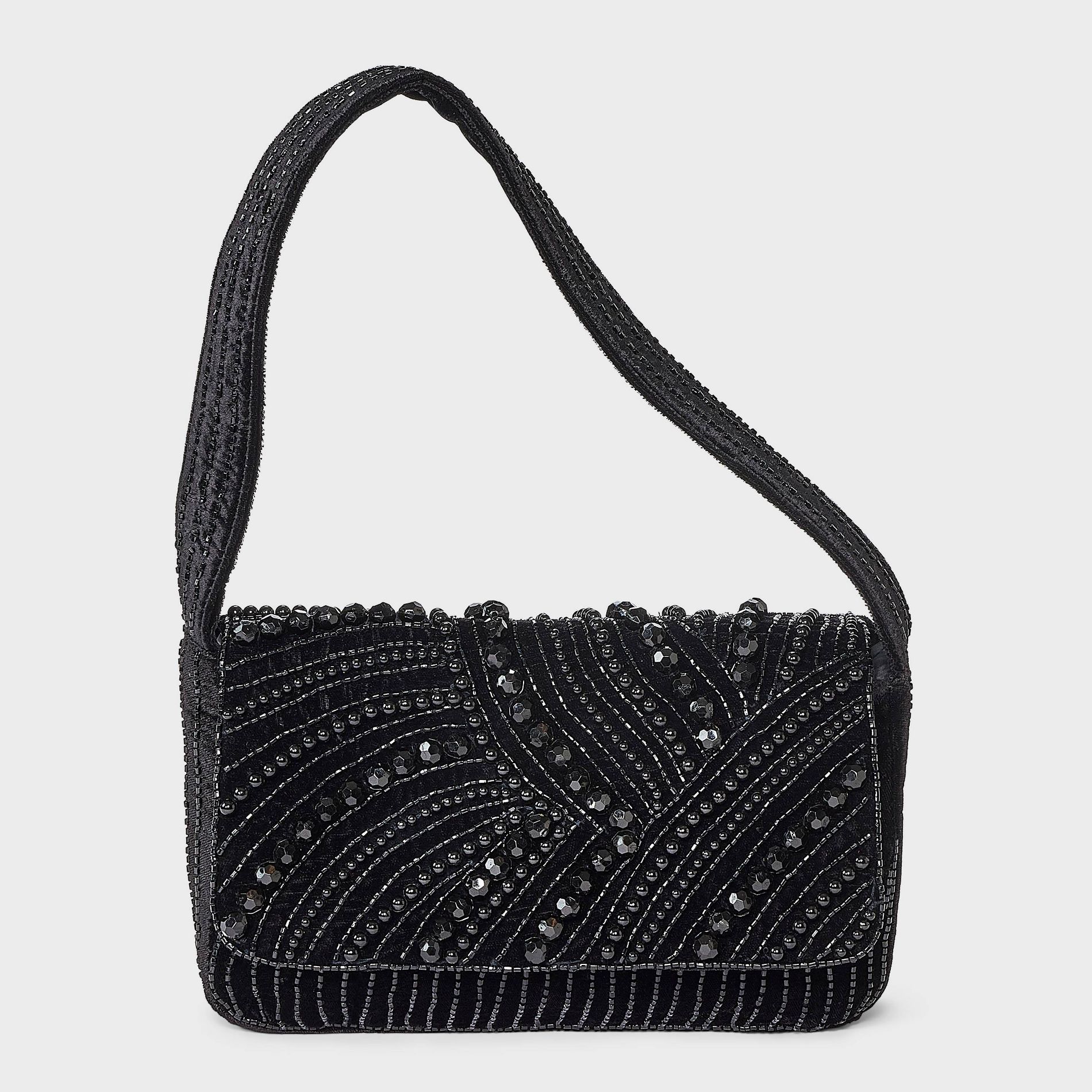 Embellished Flap Shoulder Bag - A New Day™ Black