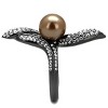 Slickblue Women's Ring Stainless Steel IP Gun Black Finish with Brown Synthetic Pearl Size 5-10 - 4 of 4