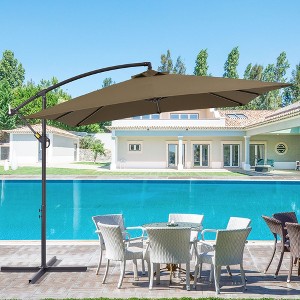 Sonkuki 8.2x8.2 FT Outdoor Hanging Umbrella Patio Offset W/t Cross Fade-resistant - 1 of 4