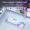 AULA F99 Wireless Mechanical Keyboard, Tri-Mode BT5.0 2.4GHz USB-C, Hot Swappable, Gasket Mount, RGB, Linear Switches, Blue/White/Purple - 2 of 4