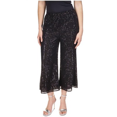 Michael Kors Womens Sequin Cropped Wide Gaucho Dress Pants