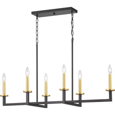 Blakely Graphite and Brass 6-Light Linear Chandelier