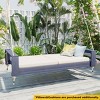 Twin Size Outdoor Acacia Wood Porch Swing Bed with Hemp Ropes, Minimalist  Seating Group, 400lbs Weight Capacity - Coolbibila - 3 of 4