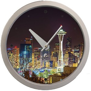 14.5" Seattle Skyline Decorative Wall Clock with Space Needle Design - The Chicago Lighthouse: Indoor Use, Assembled in USA - 1 of 4