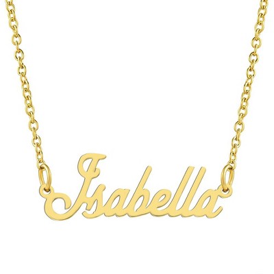 KISPER 18K Gold Plated Stainless Steel Personalized Name Pendant Necklace