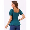 Allegra K Women's Sweetheart Neck Puff Ruffle Sleeve Elegant Peplum Top - 4 of 4