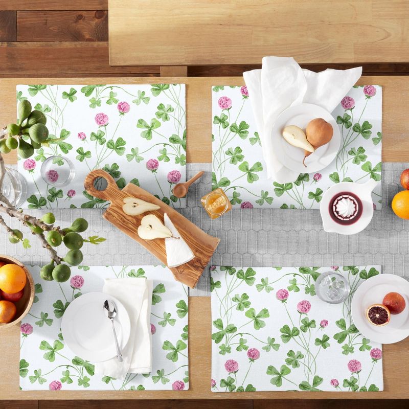 Martha Stewart Clover Meadow Placemat Set 4-Pack, St. Patrick's Day, White/Green, 13"x17.5", 4 of 6