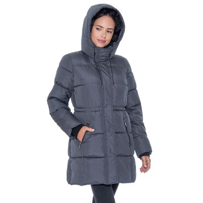 Sebby Women's 3/4 Puffer Coat with Cozy Faux Fur - S.E.B. By Sebby Grey X-Large — фото 3
