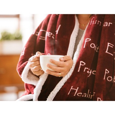 Maroon Reversible Faux Fur and Sherpa Throw Blanket