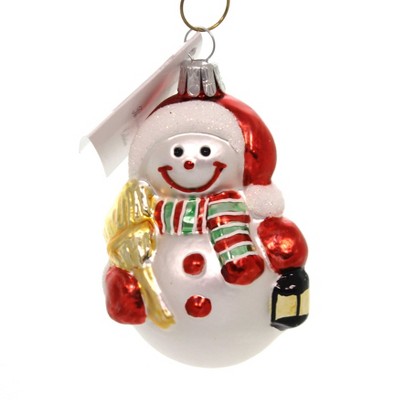 Golden Bell Collection 3.25" Snowman W/ Lantern Ornament Czech Broom  -  Tree Ornaments