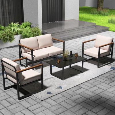 Piece Patio Furniture Set Outdoor Sectionals, Outdoor Conversation Sets with Coffee Table,Loveseat, 2 Chairs and Thick Cushions