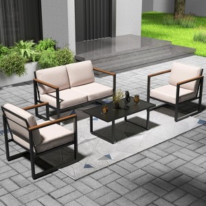 Piece Patio Furniture Set Outdoor Sectionals, Outdoor Conversation Sets with Coffee Table,Loveseat, 2 Chairs and Thick Cushions - 1 of 4