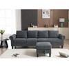 106'' Linen Convertible 4-Seat L-Shaped Sectional Sofa with Storage Ottoman and Nailhead Trim - 2 of 4