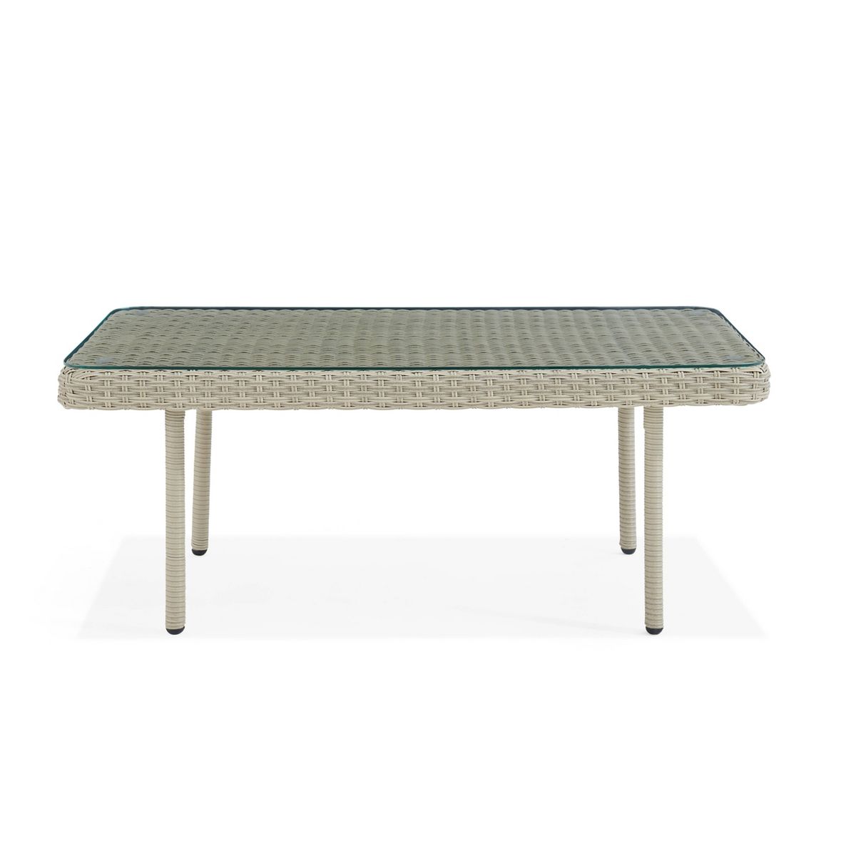 All-Weather Wicker Windham Outdoor Coffee Table with Glass Top Gray - Alaterre Furniture - thumbnail 4