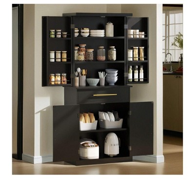 72 inch Large Freestanding Kitchen Pantry Storage Cabinet, Freestanding Kitchen Hutch Cabinet With Storage, Kitchen Pantry Has 2 large cabinets