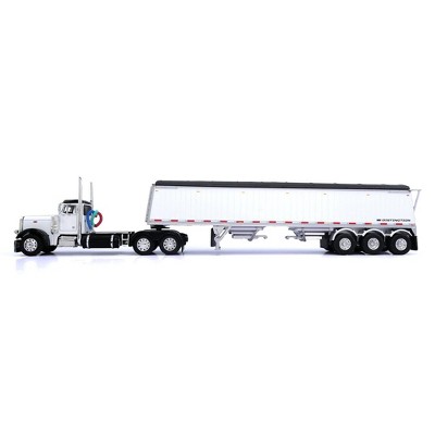 First Gear DCP 1/64 White & Black Peterbilt 379 Day Cab with Lode King Grain Trailer 60-1968