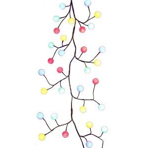 Kurt Adler 6 Foot 48-Light LED Brown Garland with Cotton Ball - 1 of 4
