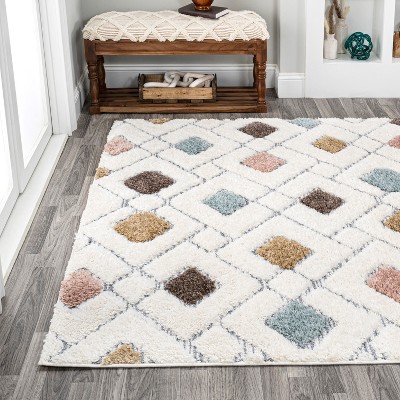 5' x 8' Multi/Cream Synthetic Trellis Area Rug