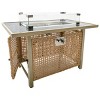 Rectangular 60,000 BTU Propane Gas Fire Pit Table,Outdoor Fireplace With Open Weave Wicker Fire Pit And Glass Wind Guard -Maison Boucle - 4 of 4