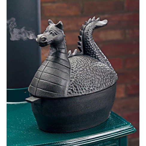 Plow & Hearth - Cast Iron Woodstove Steamer Kettle / Humidifier in Dragon  Design, Black