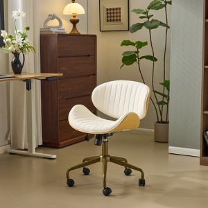 Karl Home | PU Curved Office Chair With Antique Bronze Base - 1 of 4