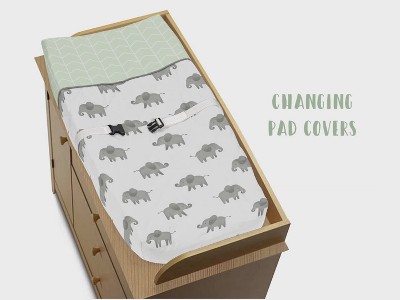 Mint and Gray Microfiber Elephant 4-Piece Crib Bedding Set