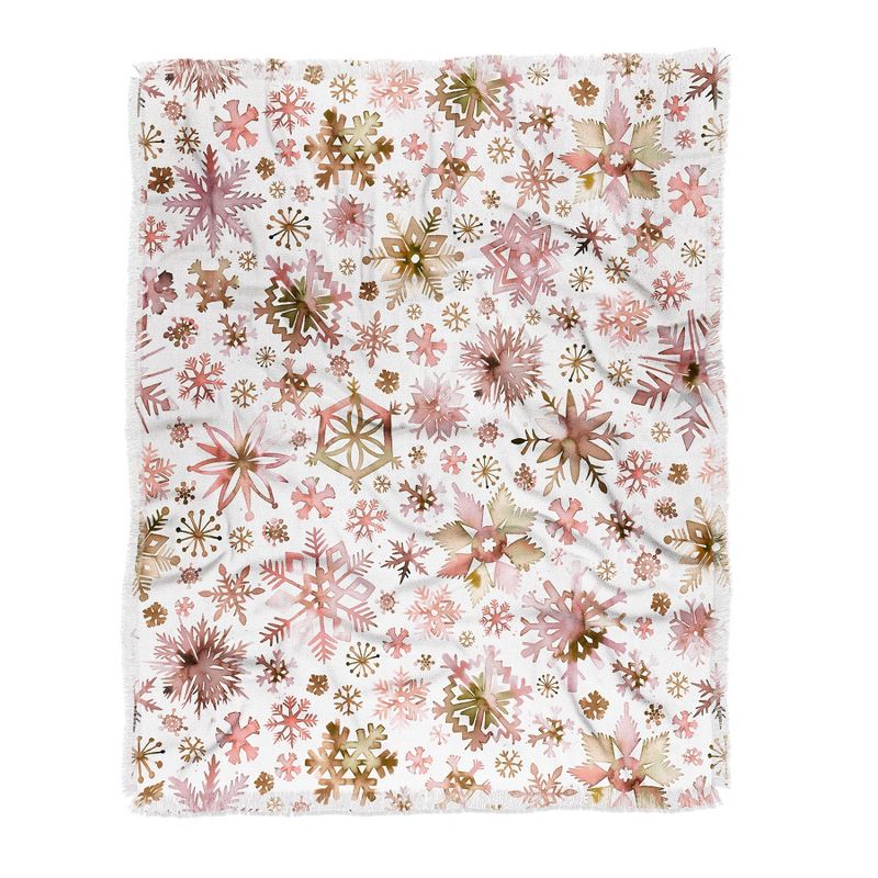 Ninola Design Snowflakes Watercolor Pink Woven Throw Blanket - Deny Designs, 1 of 3