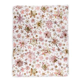 Ninola Design Snowflakes Watercolor Pink Woven Throw Blanket - Deny Designs